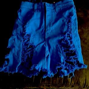 Blue cut shorts